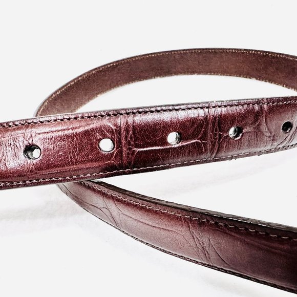 Coldwater Creek Brown Croc Embossed Belt w/Silver Hardware - Size Small - Picture 5 of 7